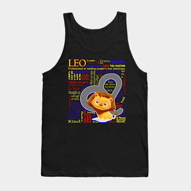 Leo Symbol Personality Traits cute Zodiac Sign T-Shirt Tank Top by MaryDFairy and Friends